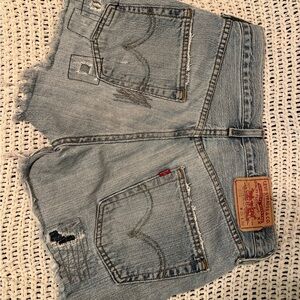 Levi's Distressed Light Blue  Denim Shorts
